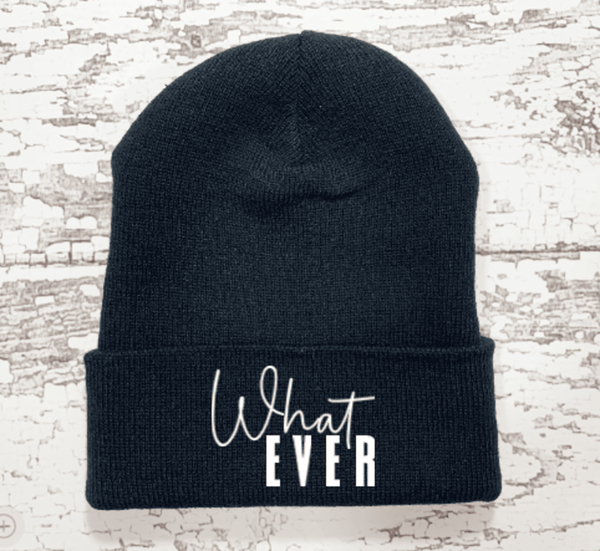 Whatever, Black Beanie Cuffed Winter Hat