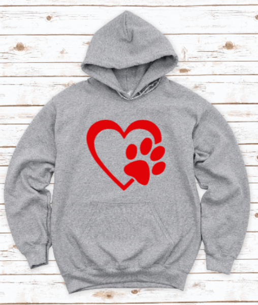 Dog Paw Heart Gray Unisex Hoodie Sweatshirt