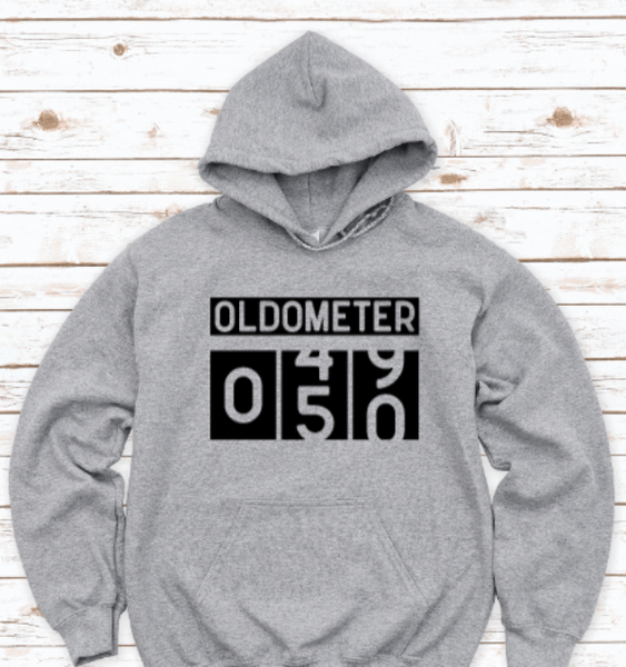 50th Birthday, Oldometer, Gray Unisex Hoodie Sweatshirt