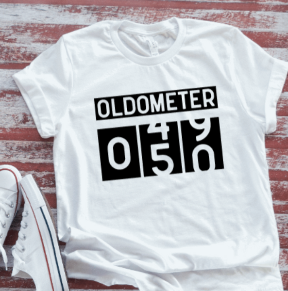 50th Birthday, Oldometer, White  Short Sleeve T-shirt