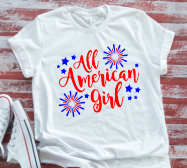 All American Girl 4th of July, White, UShort Sleeve T-shirt