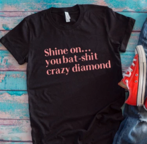 Shine On You bat-shit crazy diamond black t-shirt