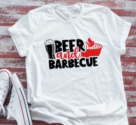 Beer and Barbecue  White Short Sleeve T-shirt