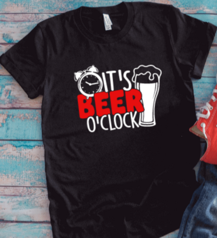 It's Beer O'Clock, Unisex Black Short Sleeve T-shirt