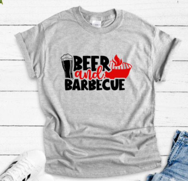 Beer and Barbecue Gray Unisex Short Sleeve T-shirt