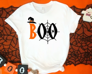 Boo Spiderweb Halloween white t-shirt