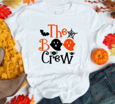 The Boo Crew Halloween, Unisex, White Short Sleeve T-shirt