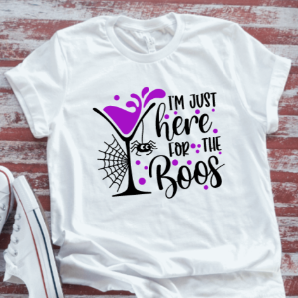 I'm Just Here For the Boos, Halloween Soft White Short Sleeve T-shirt