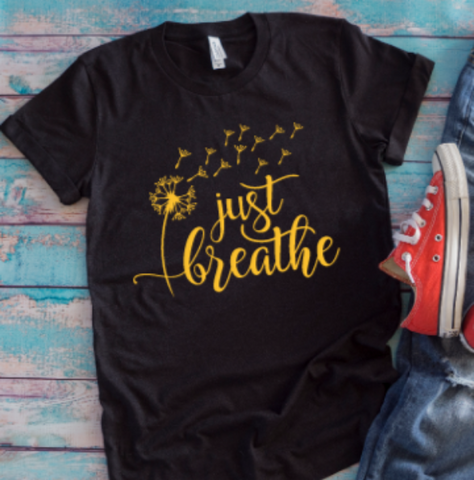 Just Breathe, Black Unisex Short Sleeve T-shirt