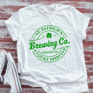 St. Patrick's Brewing Co, Lucky Spirits, Unisex White Short Sleeve T-shirt