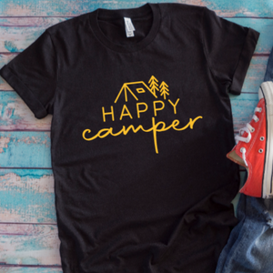 Happy Camper Black Unisex Short Sleeve T-shirt