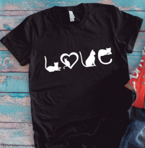 Cat Love, Black Unisex Short Sleeve T-shirt