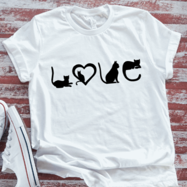 Cat Love, White  Short Sleeve T-shirt