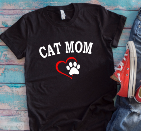 Cat Mom Black Unisex Short Sleeve T-shirt