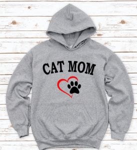 Cat Mom Gray Unisex Hoodie Sweatshirt