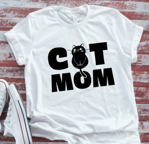 Cat Mom, White Short Sleeve Unisex T-shirt
