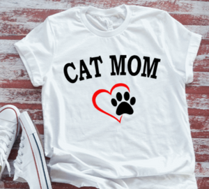 Cat Mom Unisex White Short Sleeve T-shirt