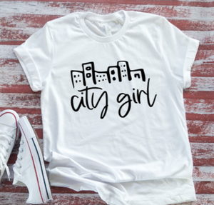 City Girl  White Short Sleeve T-shirt