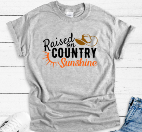 Raised on Country Sunshine Gray Unisex Short Sleeve T-shirt