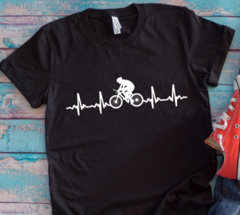 Cyclist Heartbeat Black Unisex Short Sleeve T-shirt