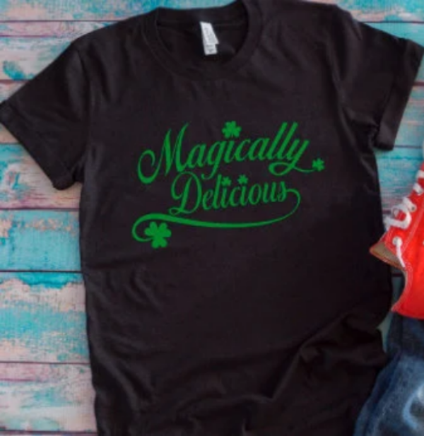 Magically Delicious, St. Patrick's Day Black Unisex Short Sleeve T-shirt