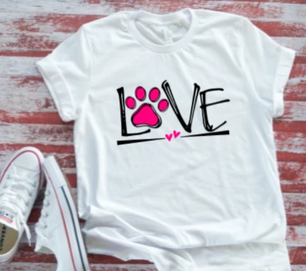 Dog Love,  White Short Sleeve T-shirt