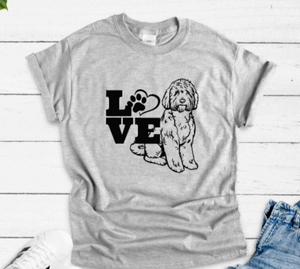 Goldendoodle Love, Doodle Love, Gray Unisex Short Sleeve T-shirt