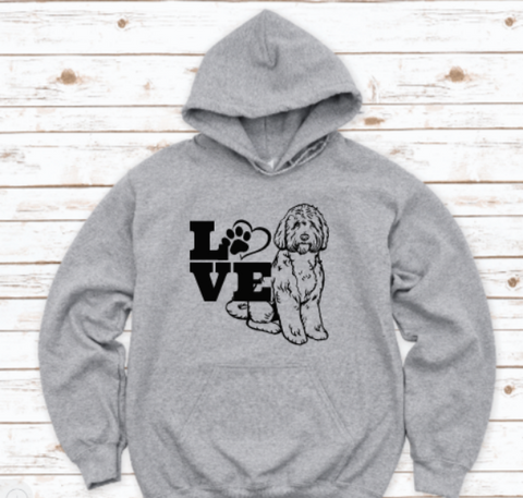 Goldendoodle Love, Doodle Love, Gray Unisex Hoodie Sweatshirt