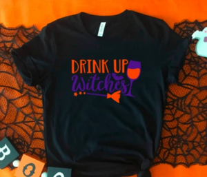 drink up witches halloween black t-shirt