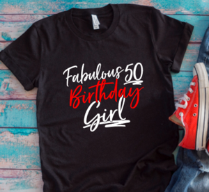 fabulous 50 birthday girl black t shirt