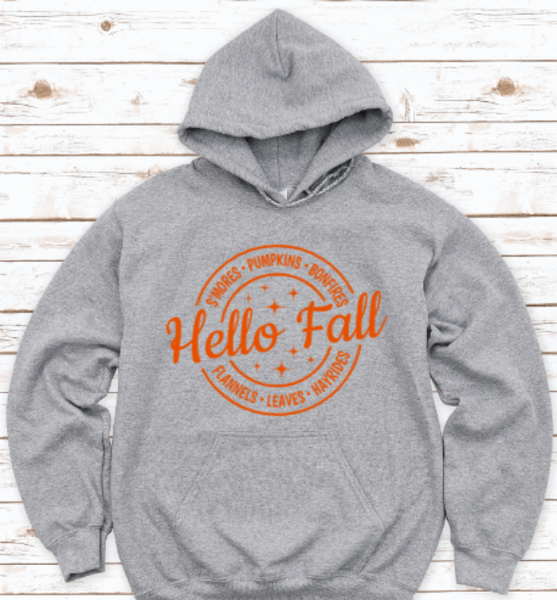 Hello Fall, Gray Unisex Hoodie Sweatshirt