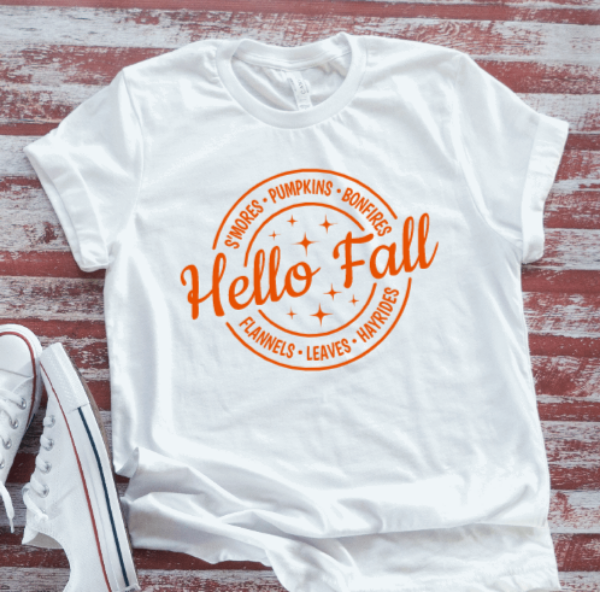 Hello Fall White Short Sleeve Unisex T-shirt