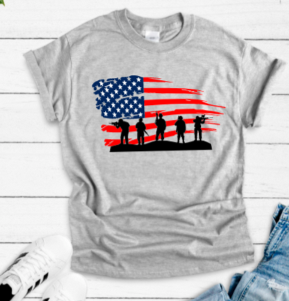 american flag soldier gray t shirt