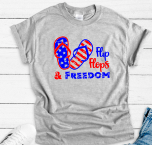 Flip Flops and Freedom, 4th of July, Gray Short Sleeve Unisex T-shirt