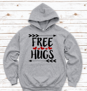 Free Hugs, Gray Unisex Hoodie Sweatshirt