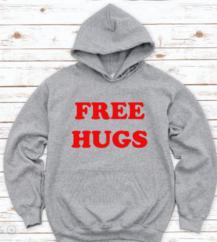 Free Hugs, Gray Unisex Hoodie Sweatshirt