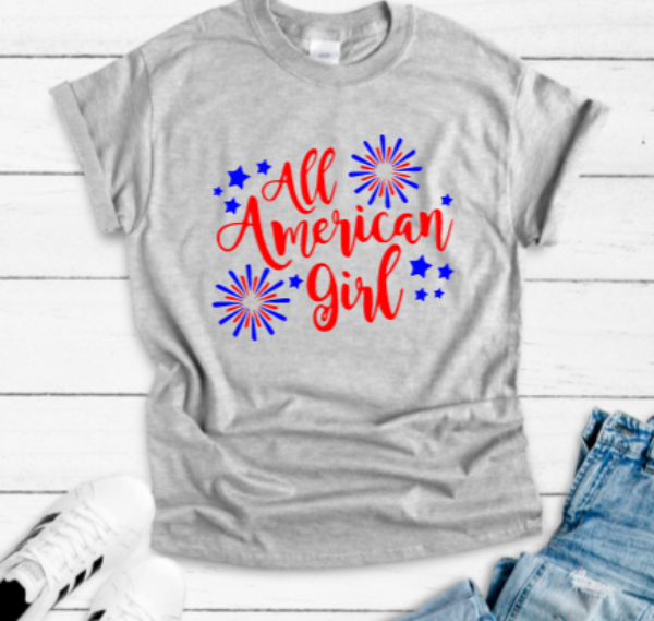All American Girl 4th of July Gray Short Sleeve Unisex T-shirt