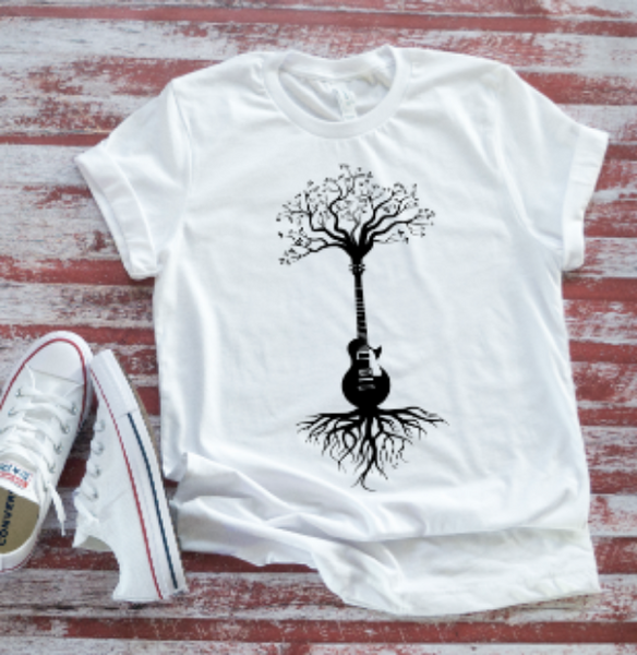 Guitar Tree, Unisex  White Short Sleeve T-shirt