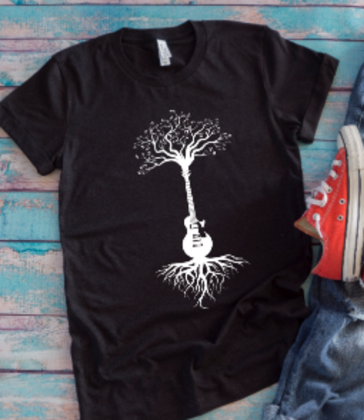Guitar Tree Unisex Black Short Sleeve T-shirt