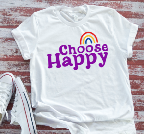 Choose Happy  White Short Sleeve T-shirt