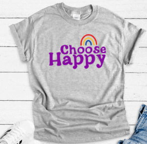 Choose Happy Unisex Gray Short Sleeve T-shirt