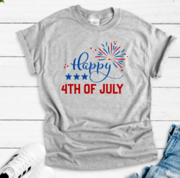 Happy 4th of July Gray Short Sleeve Unisex T-shirt