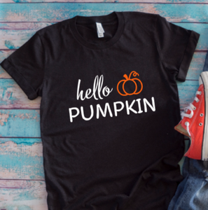 Hello Pumpkin, Fall Season Black Unisex Short Sleeve T-shirt