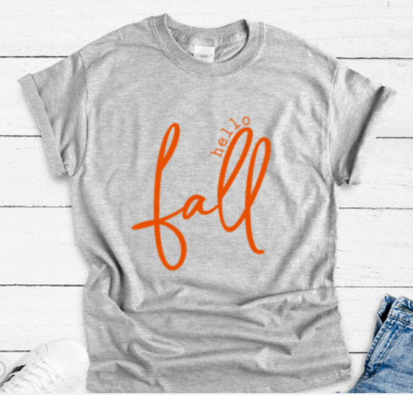 Hello Fall, Gray, Short Sleeve Unisex T-shirt