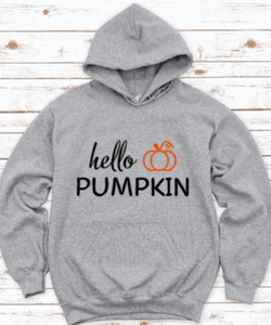 Hello Pumpkin, Fall Season Gray Unisex Hoodie Sweatshirt
