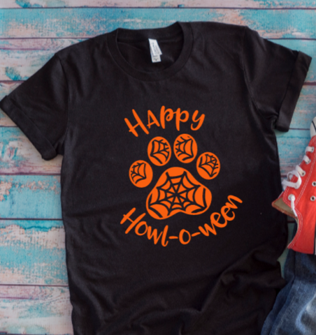 Happy Howl-O-Ween Halloween Black Unisex Short-Sleeve T-shirt