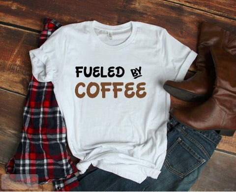 Fueled by Coffee, Unisex  White  Short Sleeve T-shirt