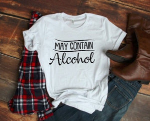 May Contain Alcohol,  White Short Sleeve T-shirt