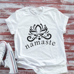 Namaste, Unisex  White Short Sleeve T-shirt