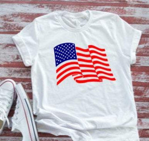 American Flag, 4th of July  White Short Sleeve T-shirt